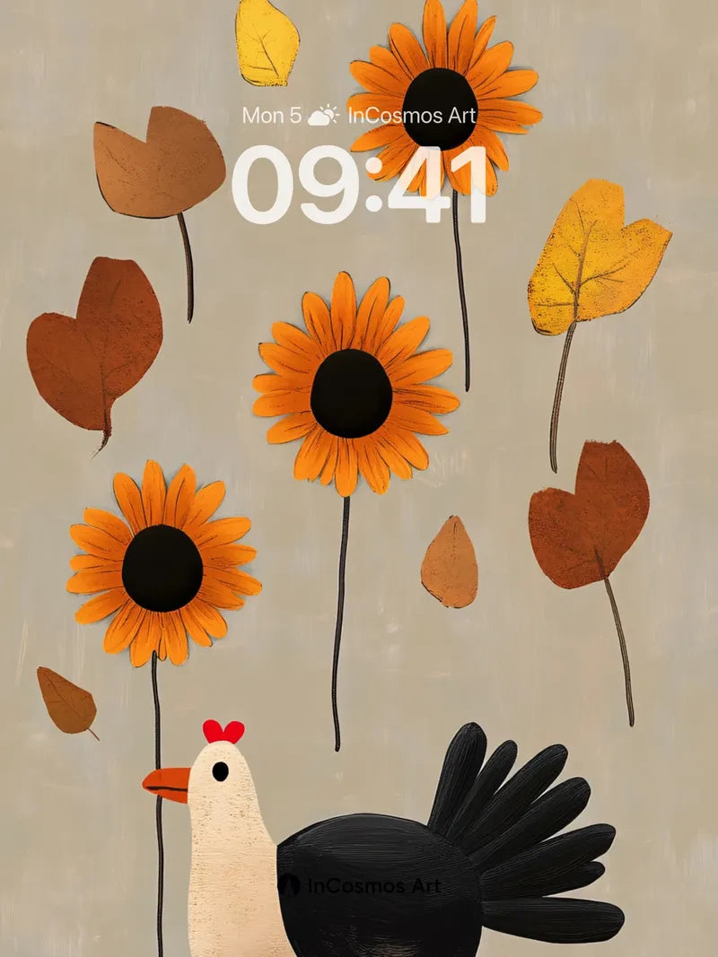 Autumn Whimsy Wallpaper with Floating Sunflowers