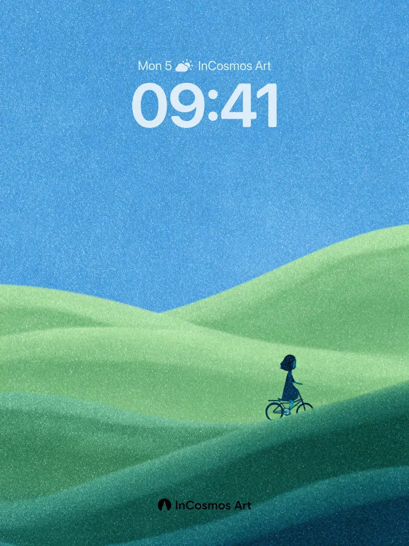 Serenity Ridge Wallpaper with Solitary Cyclist wallpaper for iPhone, iPad & Mac