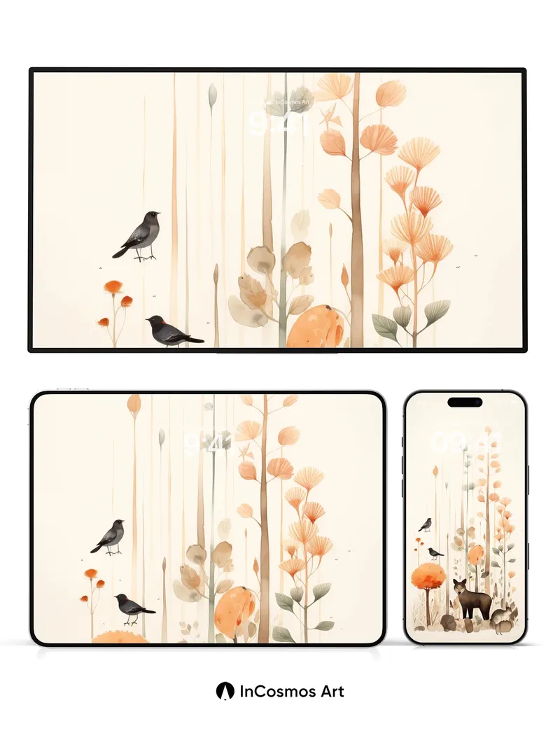 Serenity Grove Wallpaper with Whispering Fox