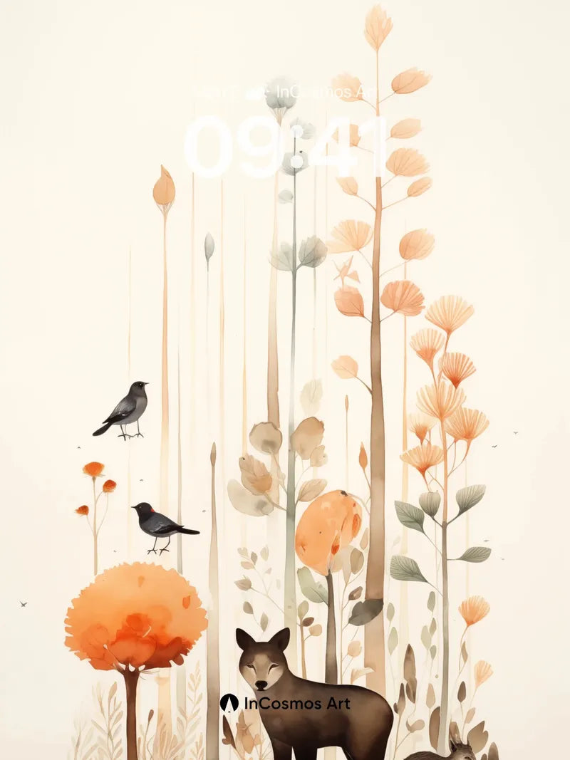 Serenity Grove Wallpaper with Whispering Fox