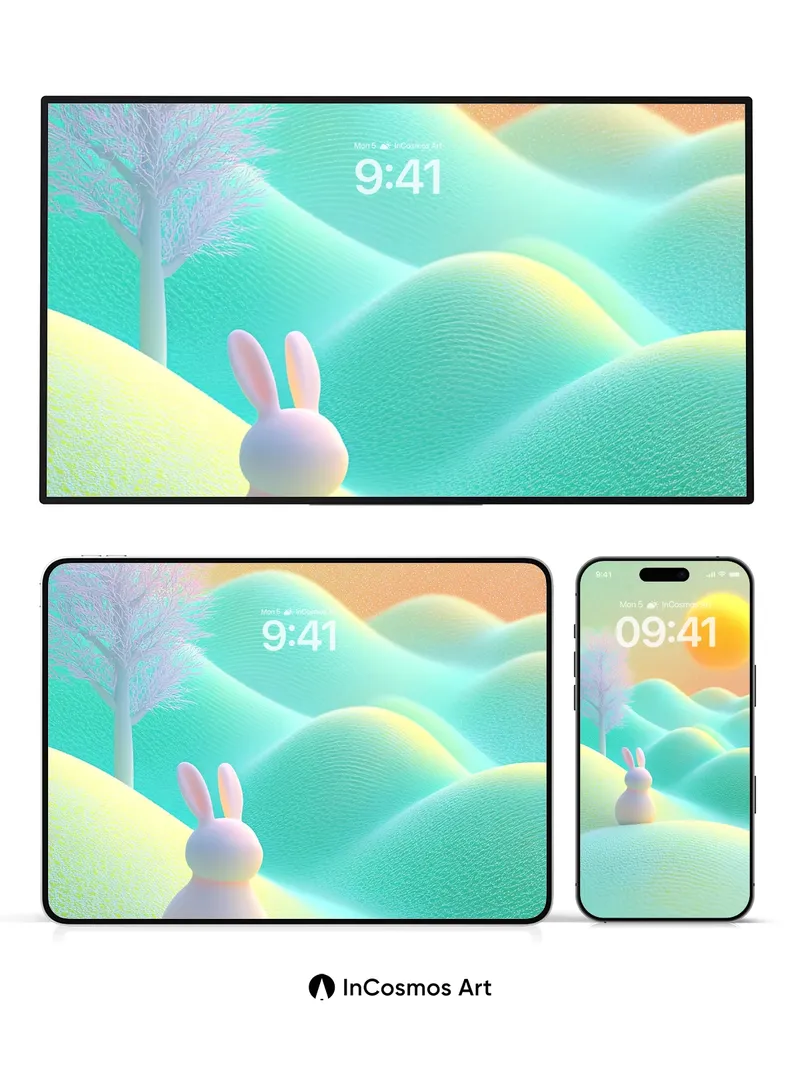 Serene Hare Wallpaper with Pastel Dunes