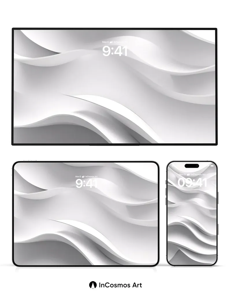 Sculpted Light Wallpaper with Floating Waves