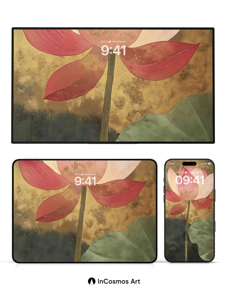 Serene Lotus Wallpaper with Golden Haze