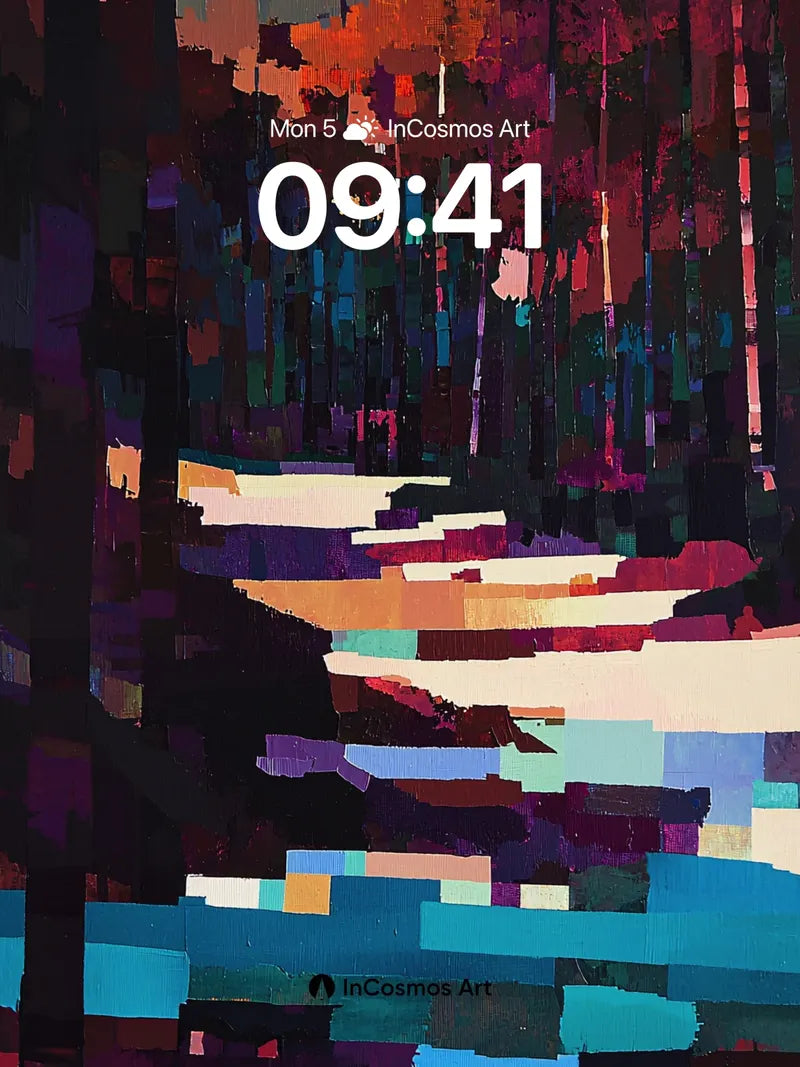 Nocturnal Forest Wallpaper with Electric Reflections