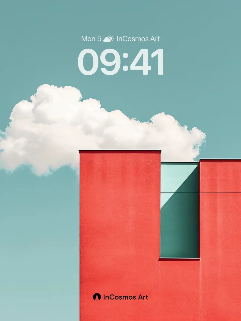 Serene Geometry Wallpaper with Floating Cloud