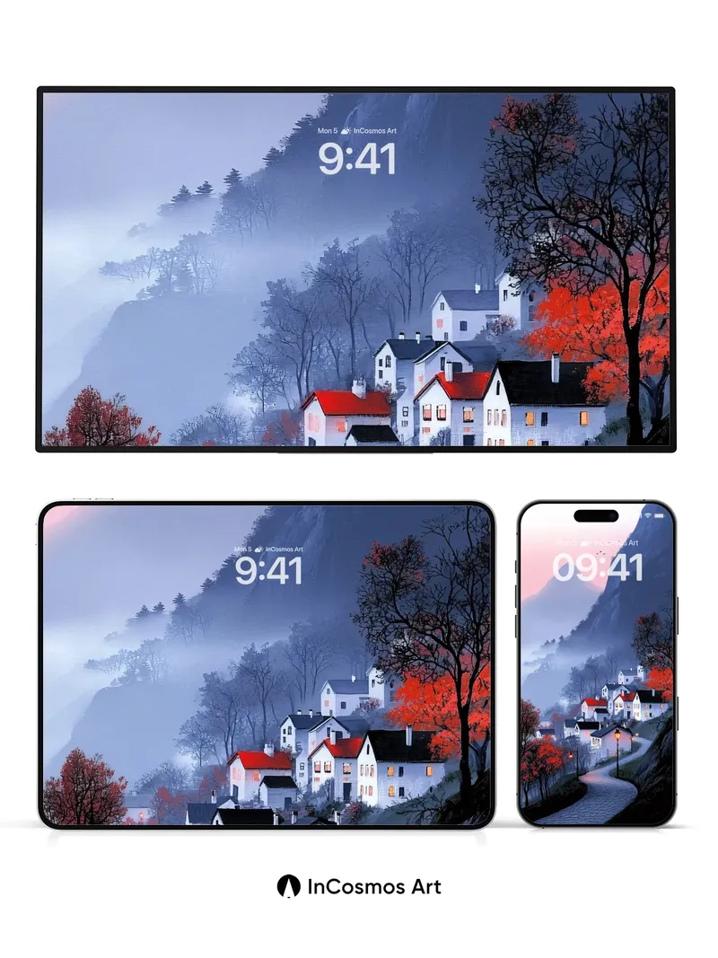 Autumn Hush Wallpaper with Mountain Veil