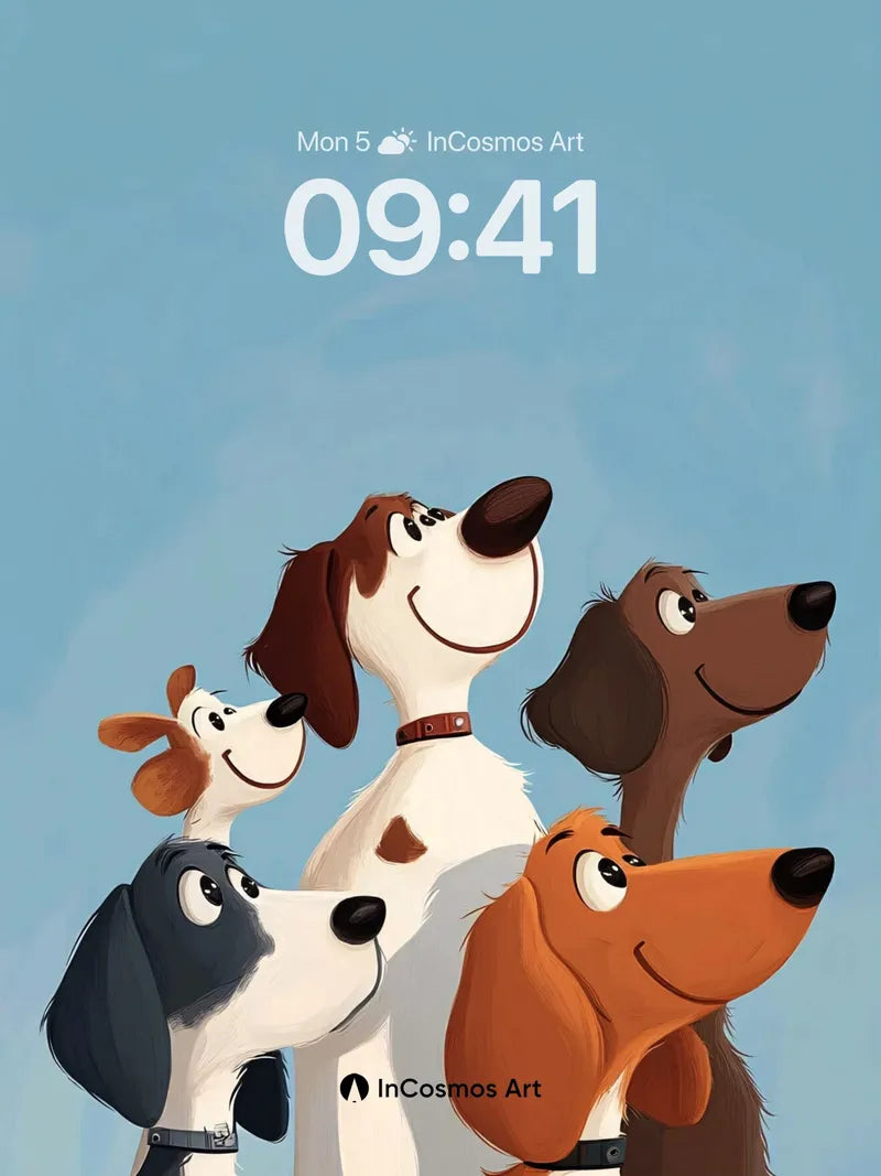 Playful Pup Parade Wallpaper with Sky-Blue Backdrop wallpaper for iPhone, iPad & Mac