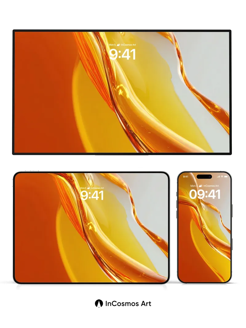 Golden Wave Wallpaper with Liquid Light