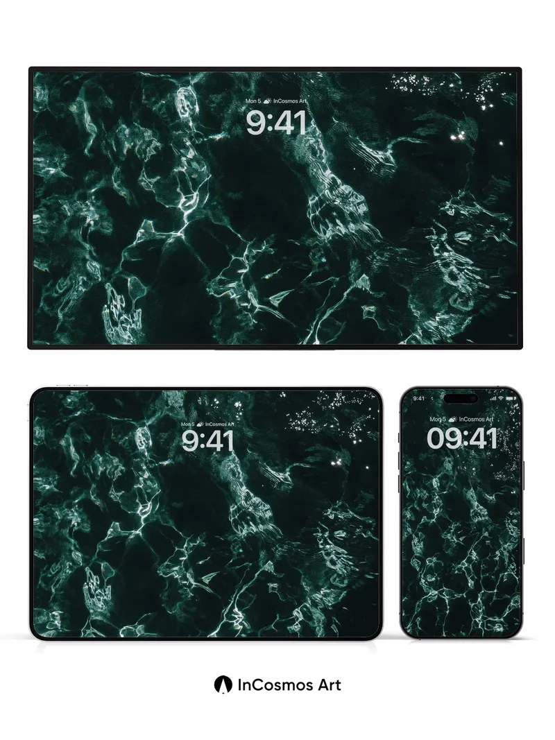 Emerald Current Wallpaper with Liquid Light Veins