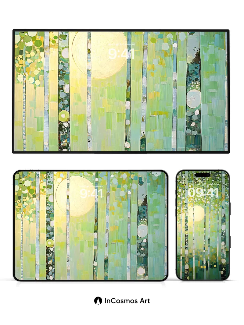 Luminous Forest Wallpaper with Dappled Light