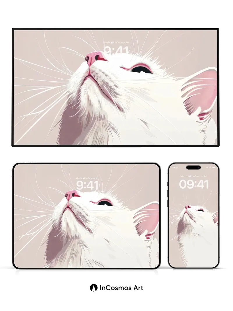 Serene Gaze Wallpaper with Soft Fur Texture