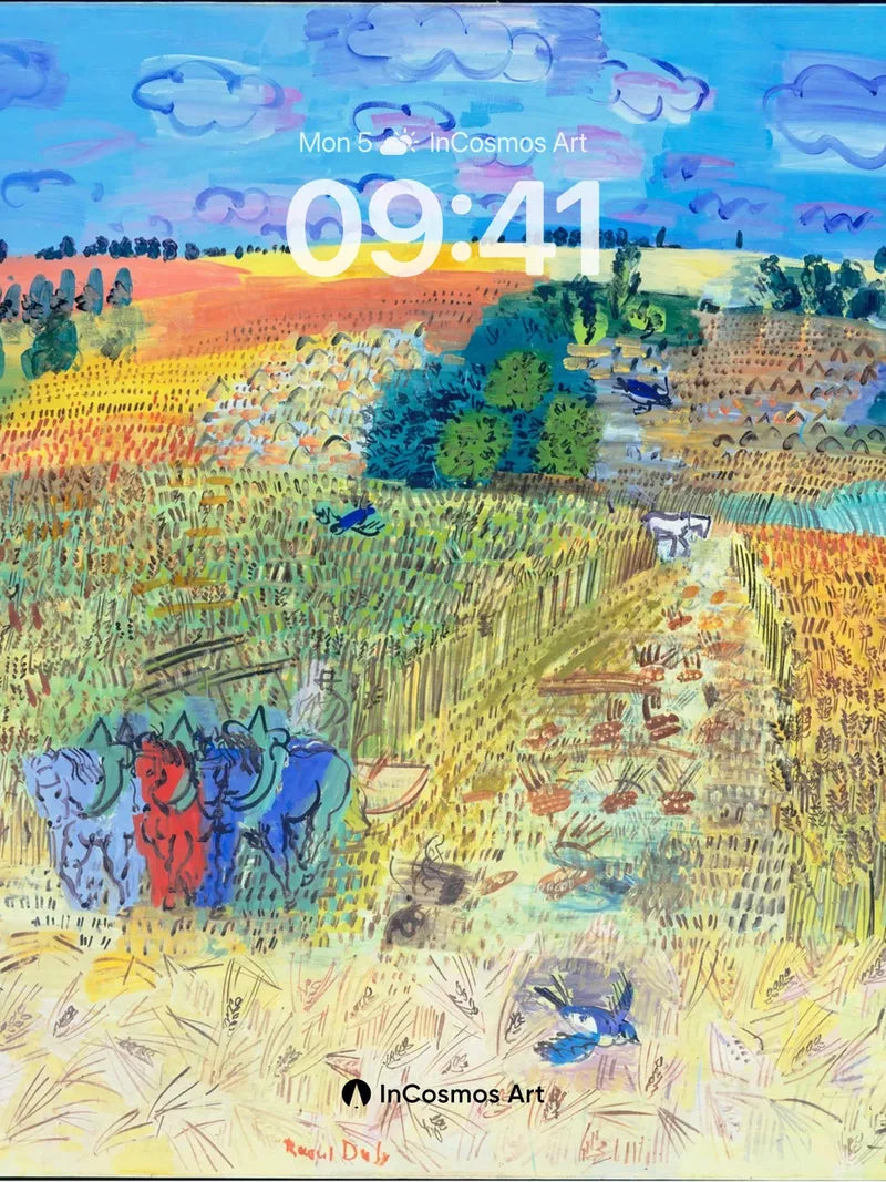 Whimsical Field Wallpaper with Dancing Colors