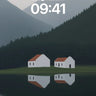 Stillness Lake Wallpaper with Mirror Houses wallpaper for iPhone, iPad & Mac