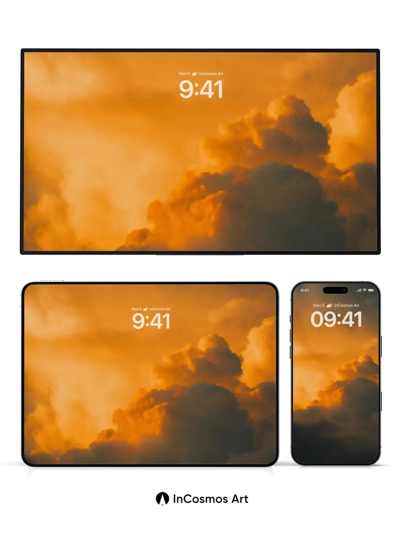 Golden Storm Wallpaper with Fiery Clouds