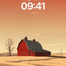 Golden Hush Barn Wallpaper with Distant Flock wallpaper for iPhone, iPad & Mac