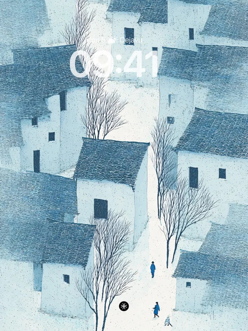 Snowy Village Serenity Wallpaper