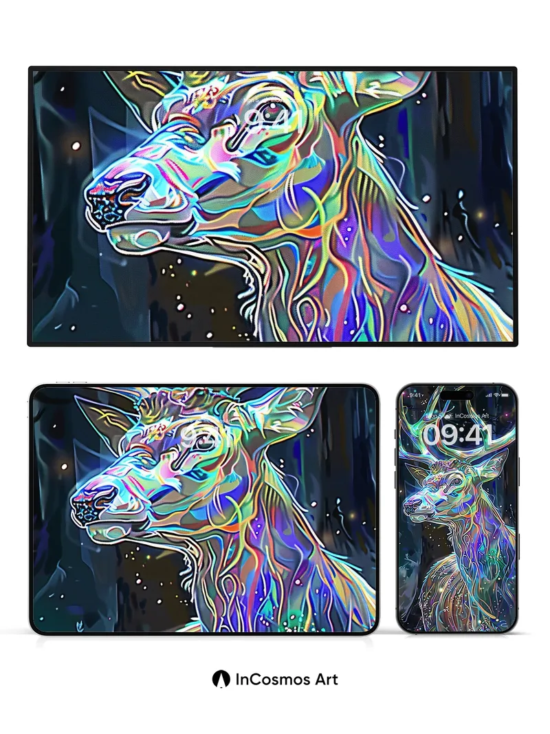 Neon Mirage Wallpaper with Cosmic Antlers