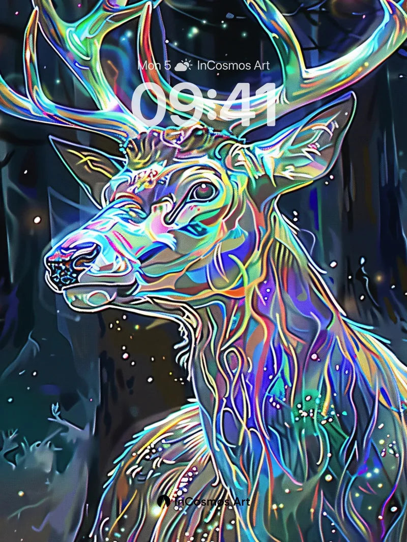 Neon Mirage Wallpaper with Cosmic Antlers