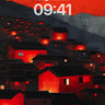 Crimson Village Wallpaper with Burning Windows wallpaper for iPhone, iPad & Mac