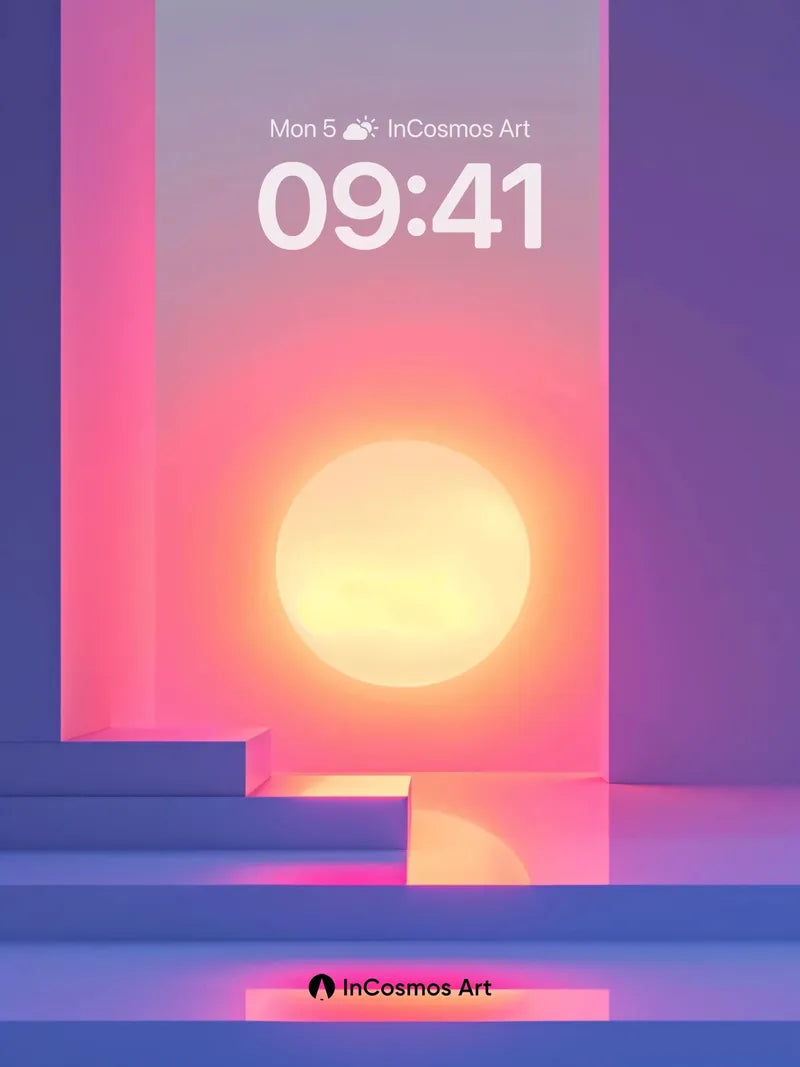 Neon Sunset Wallpaper with Glowing Steps