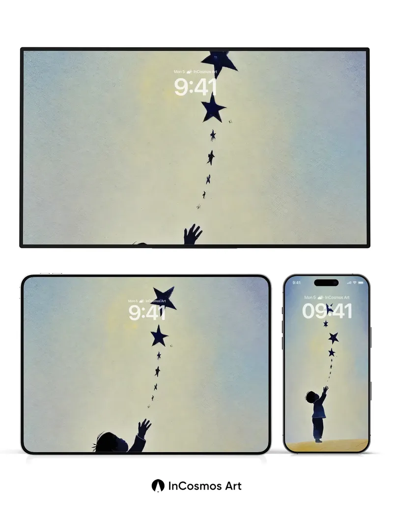 Wondering Sky Wallpaper with Floating Stars