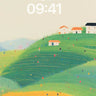 Pastoral Hillside Village Wallpaper Background