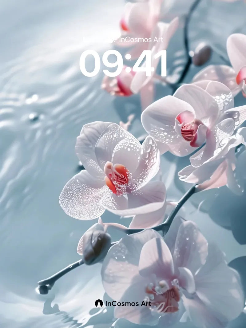 Serene Orchid Wallpaper with Dew-Laced Petals