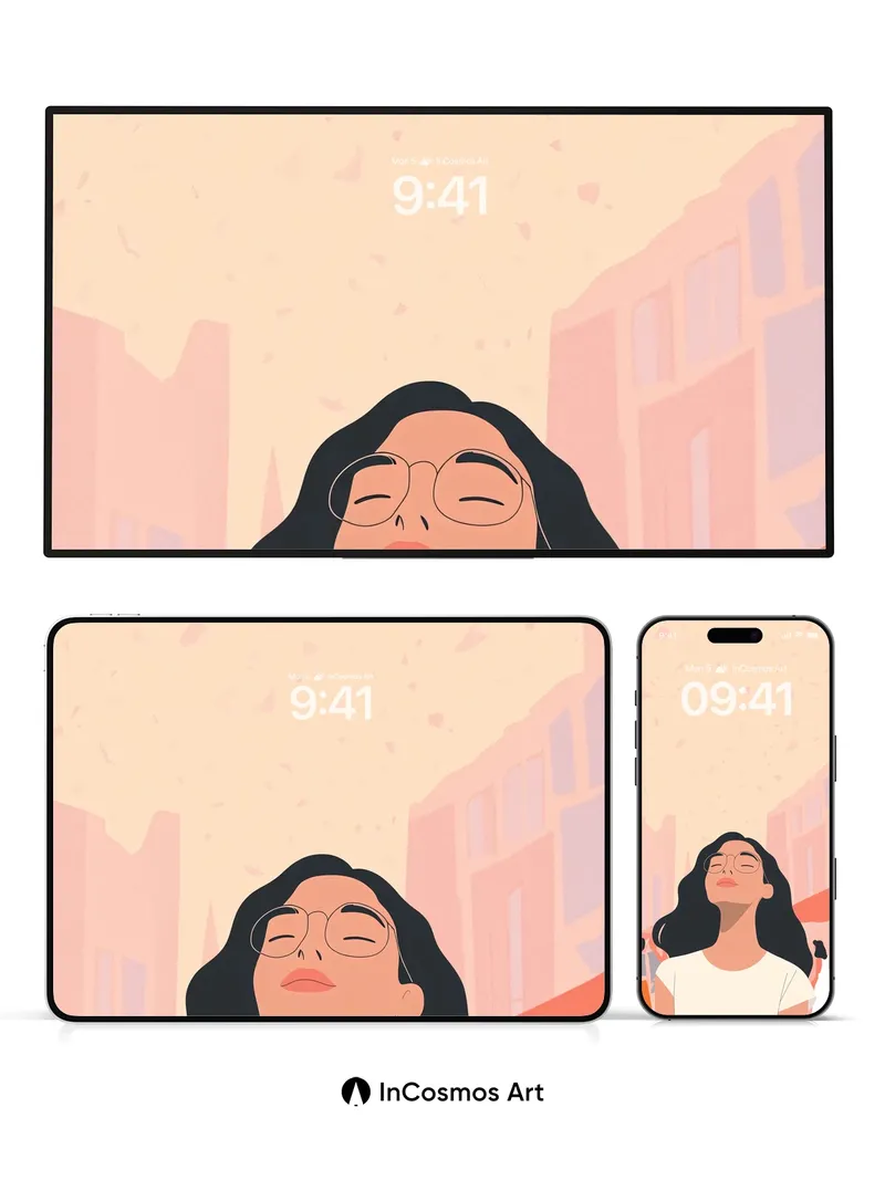 Serenity Bloom Wallpaper with Floating Light