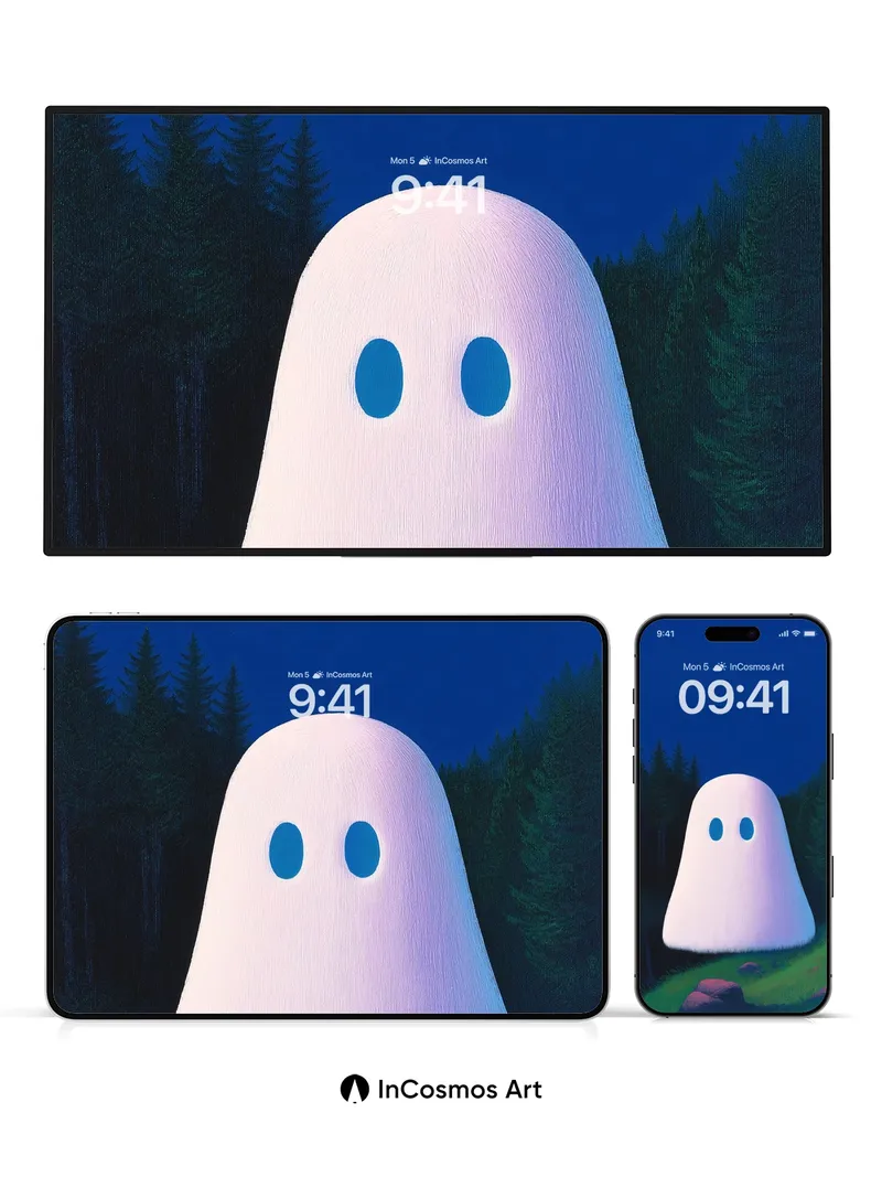 Luminous Ghost Wallpaper with Forest Hush