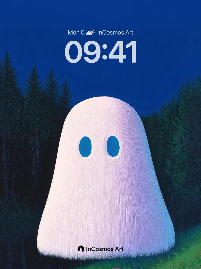Luminous Ghost Wallpaper with Forest Hush