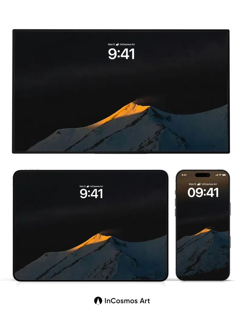 Golden Crown Wallpaper with Shadowed Peaks