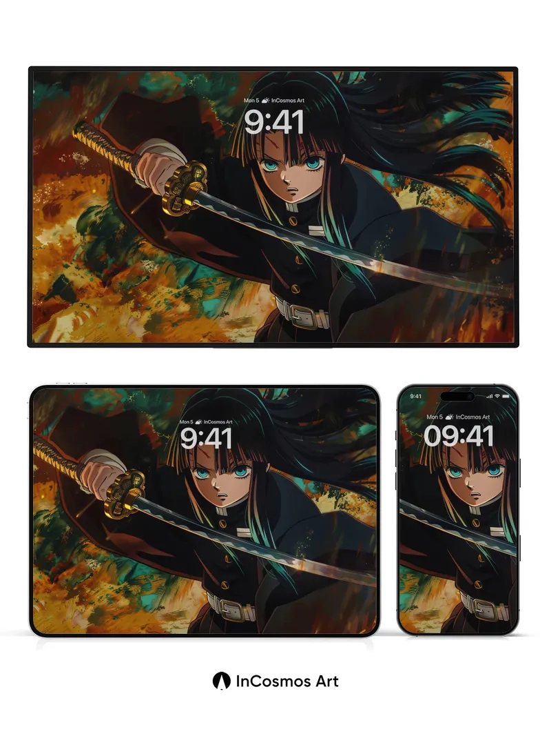 Crimson Shadow Wallpaper with Blade of Fire