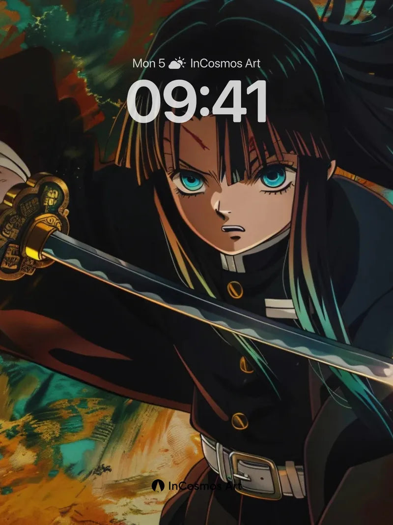 Crimson Shadow Wallpaper with Blade of Fire