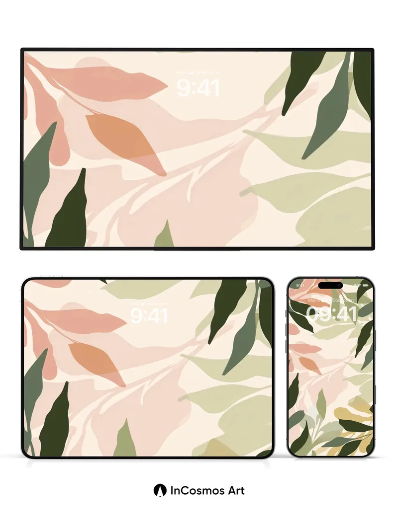 Serene Leaf Veil Wallpaper with Soft Hues