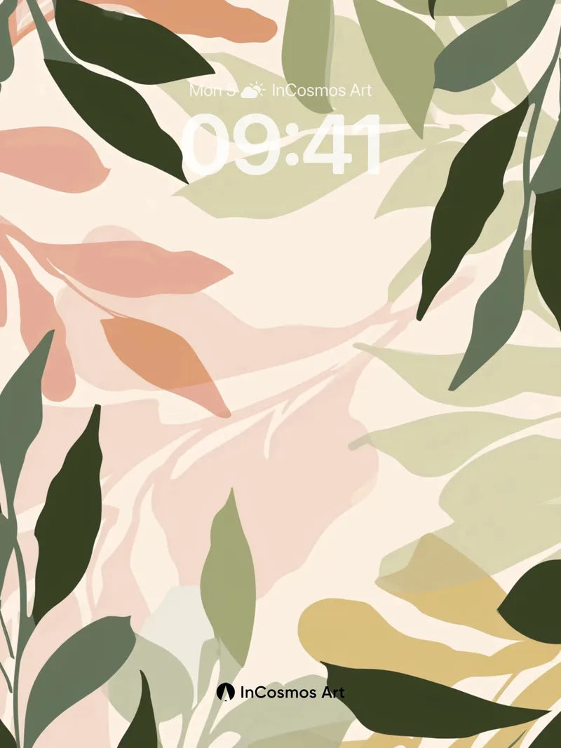 Serene Leaf Veil Wallpaper with Soft Hues