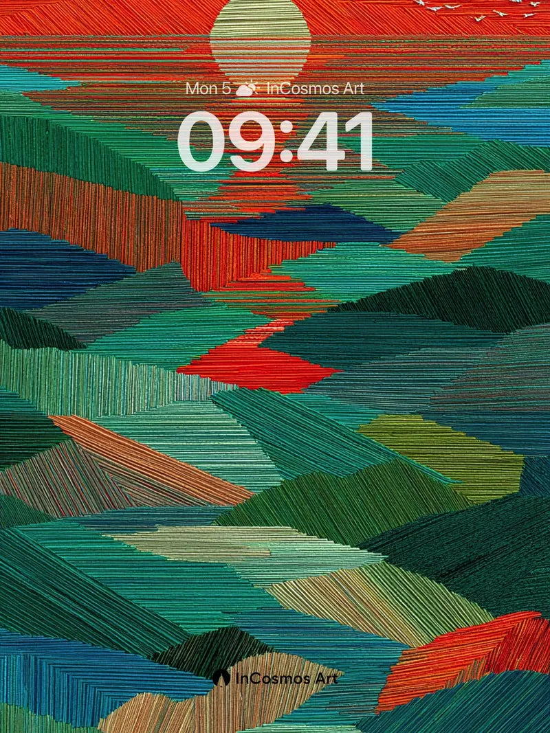 Ember Horizon Wallpaper with Threaded Landscapes