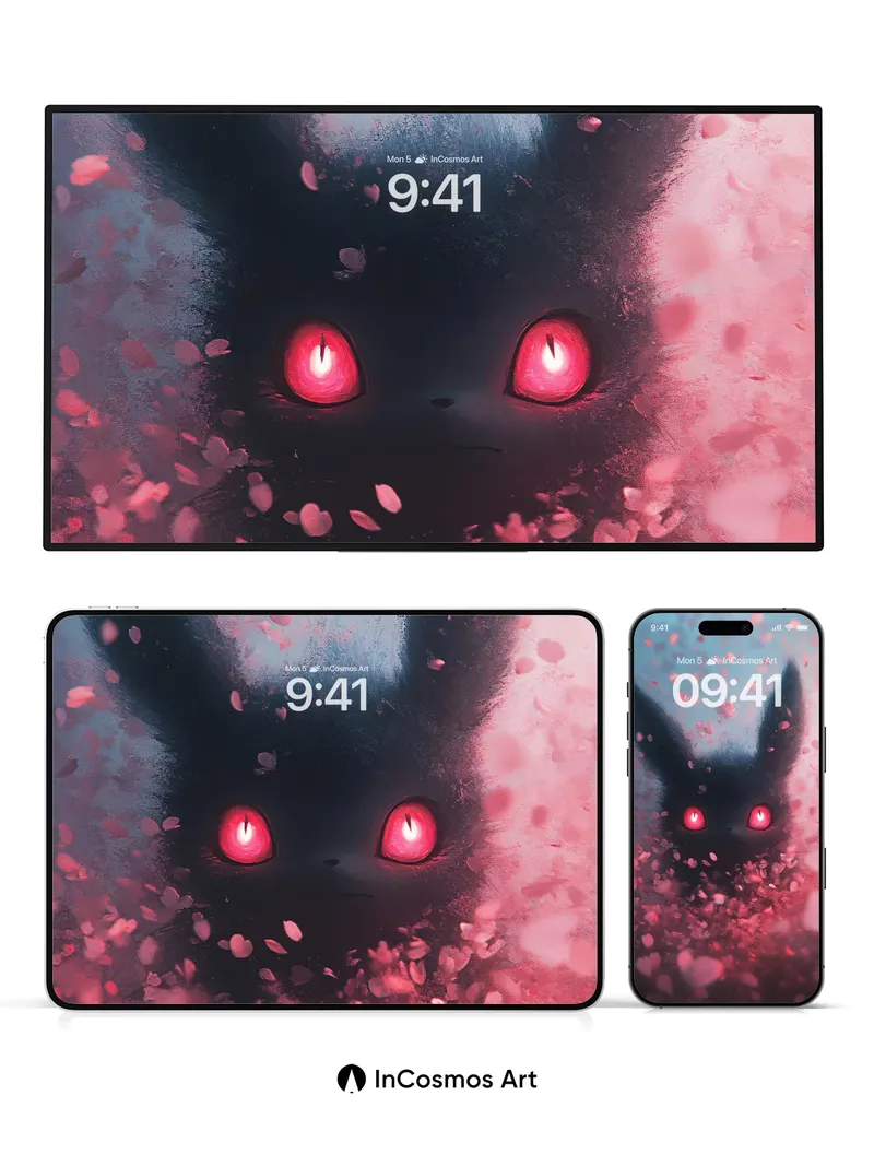 Ethereal Shadow Wallpaper with Crimson Eyes