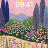 Whispering Meadow Wallpaper with Starlit Cypress wallpaper for iPhone, iPad & Mac