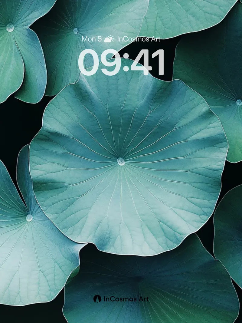 Serenity Pool Wallpaper with Floating Leaves