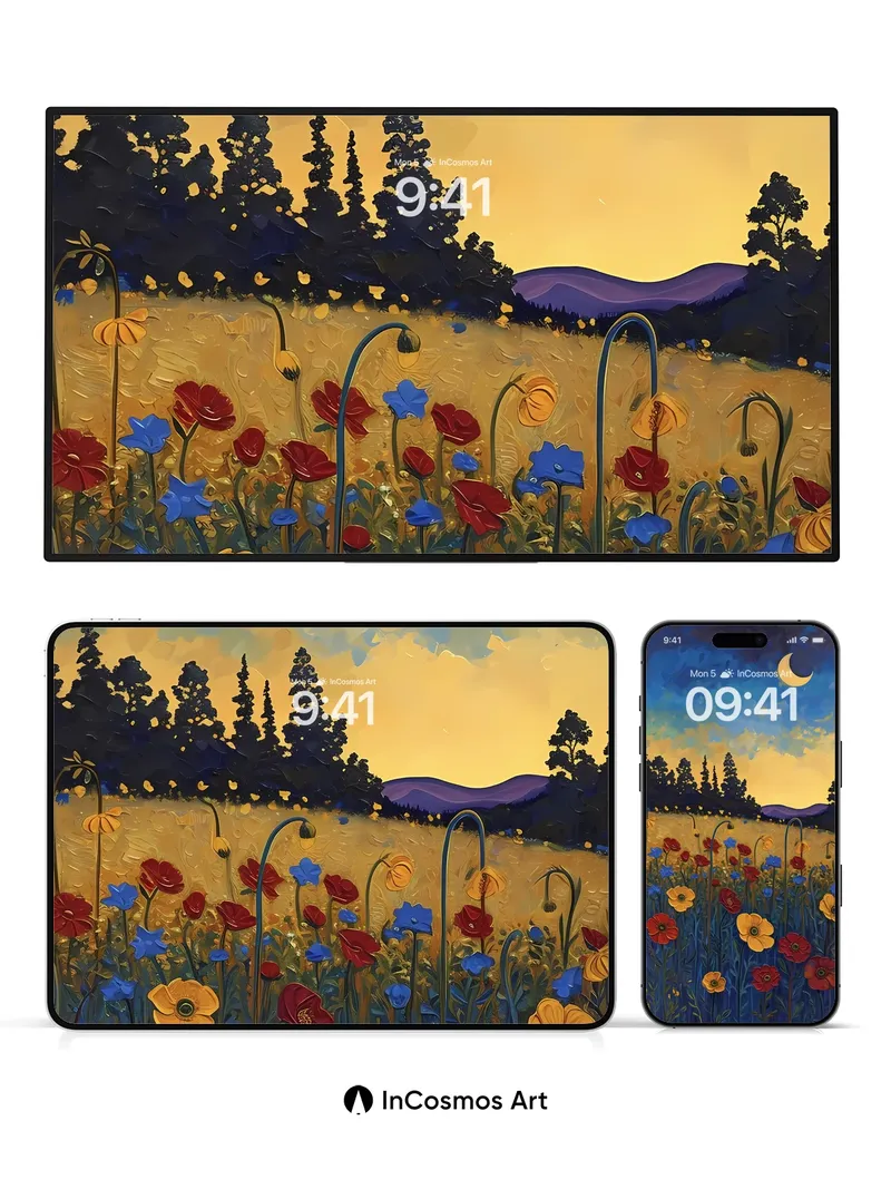 Nocturnal Bloom Wallpaper with Celestial Hush