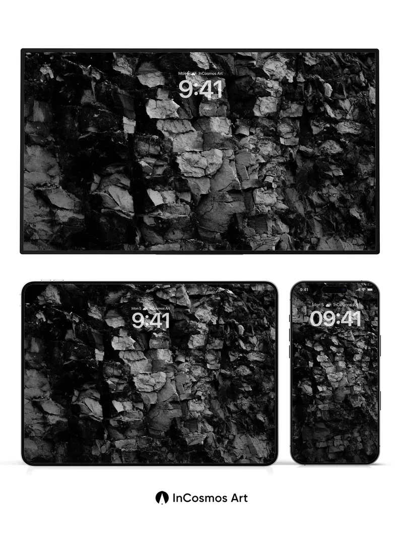 Shadowed Stone Wallpaper with Cracked Depths