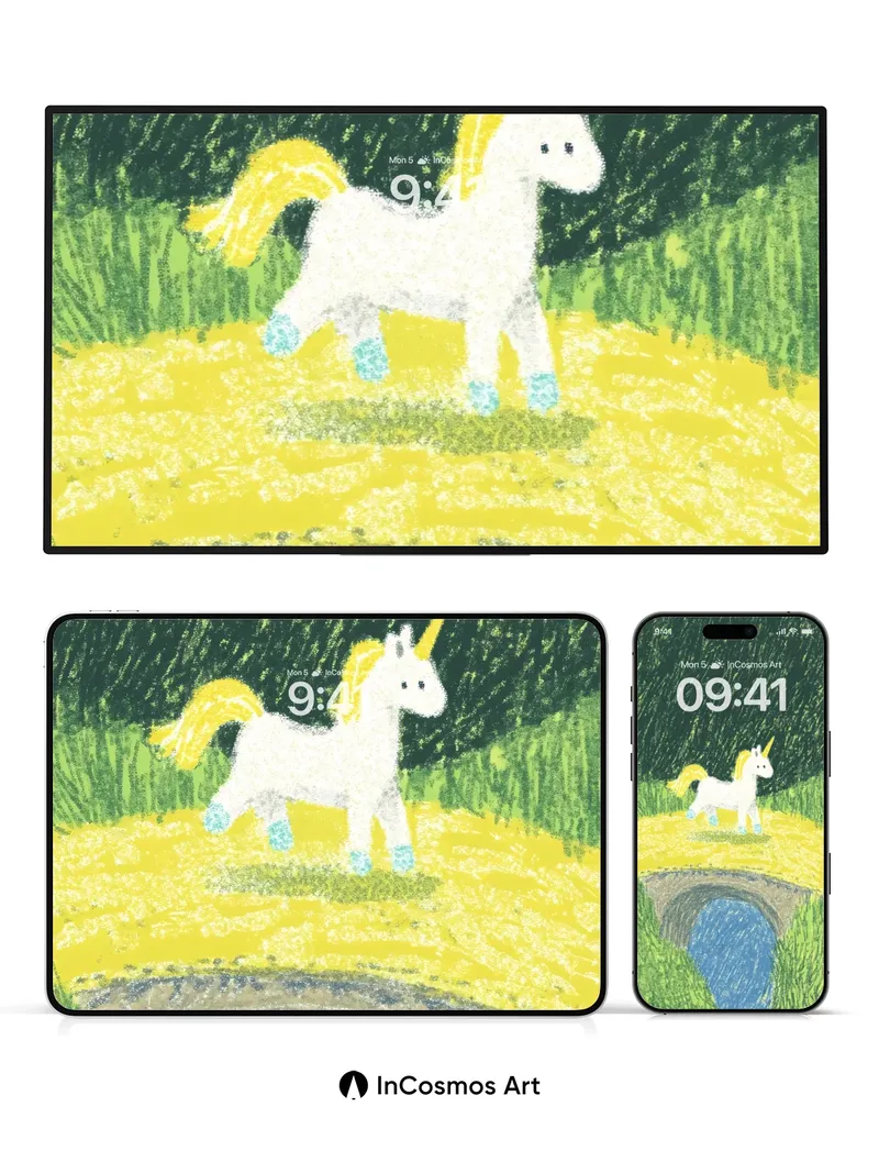 Whispering Unicorn Wallpaper with Golden Path