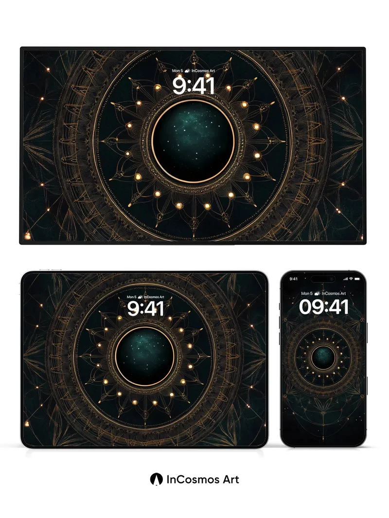 Cosmic Lattice Wallpaper with Celestial Veins