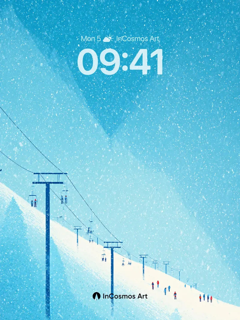 Silent Snowfall Wallpaper with Ski Lift Lines
