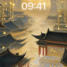 Golden Moonlight Wallpaper with Hanging Lanterns wallpaper for iPhone, iPad & Mac