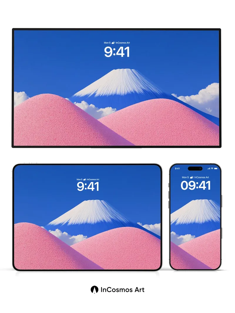 Cotton Candy Peaks Wallpaper with Snow-Crowned Mountain