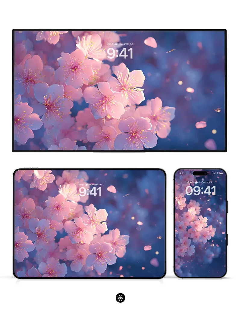 Soft Petal Drift Wallpaper in Morning Haze