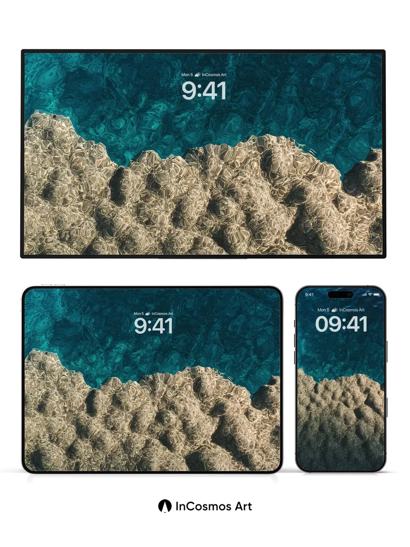 Turquoise Mirage Wallpaper with Sunlit Coral Edges