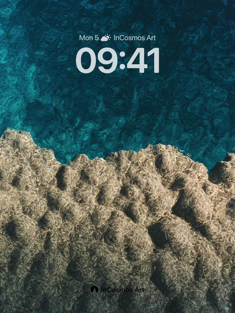 Turquoise Mirage Wallpaper with Sunlit Coral Edges