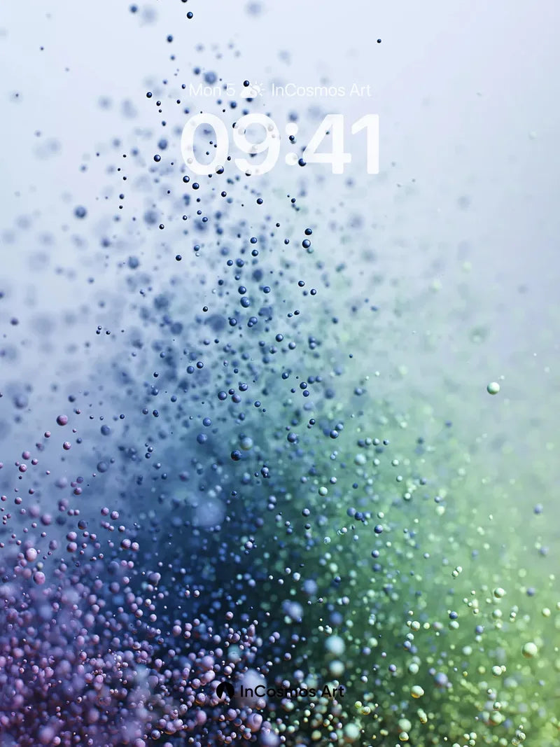 Luminous Cascade Wallpaper with Floating Particles wallpaper for iPhone, iPad & Mac